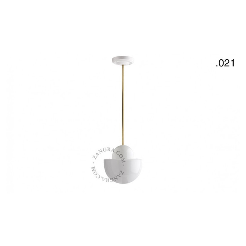 Hanging / ceiling lamp white porcelain light.036.024.w.go.glass021, E27 Zangra