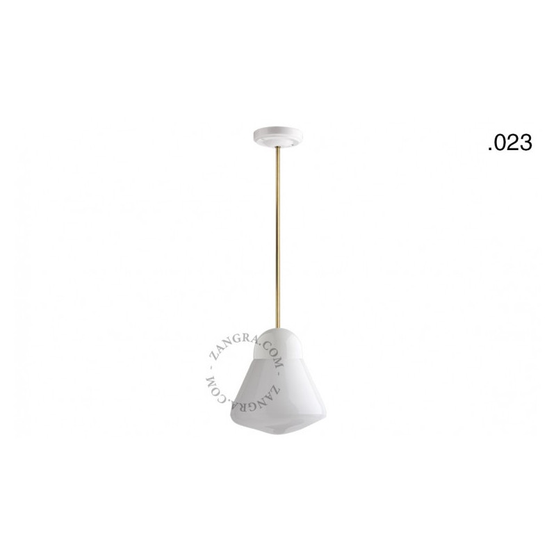 Hanging / ceiling lamp white porcelain light.036.024.w.go.glass023, E27 Zangra