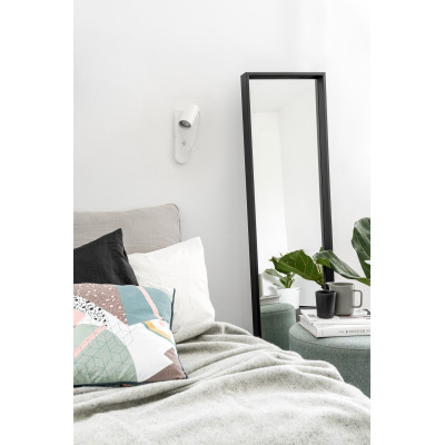 Decorative white wall lamp KOP F white sconce with a polyester braided cable UMMO