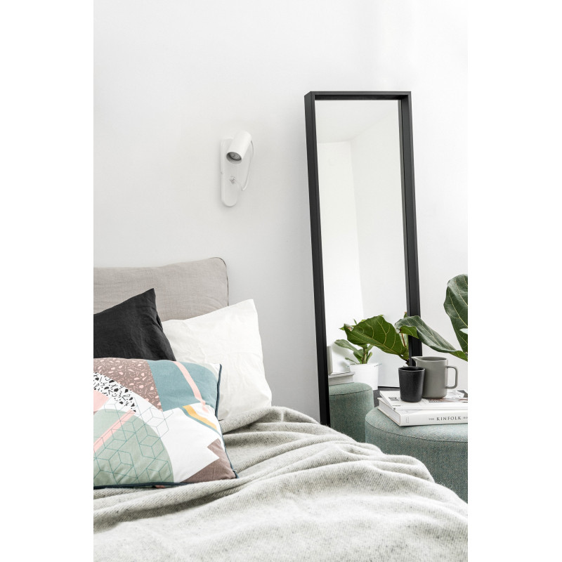 Decorative white wall lamp KOP F white sconce with a polyester braided cable UMMO