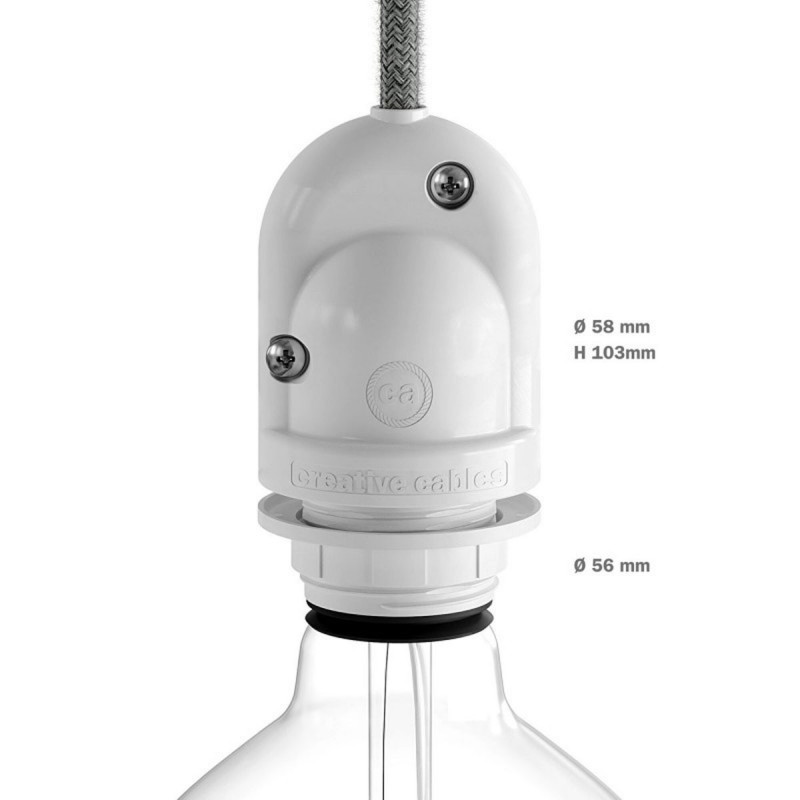 EIVA, the first outdoor E27 IP65 re-wirable lamp holder - white Creative-Cables