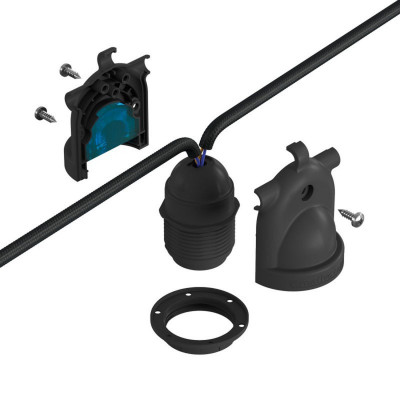 EIVA-2 zewnętrzna oprawka E27 IP65 z podwójnym wejściem przewodu - czarna Creative-Cables