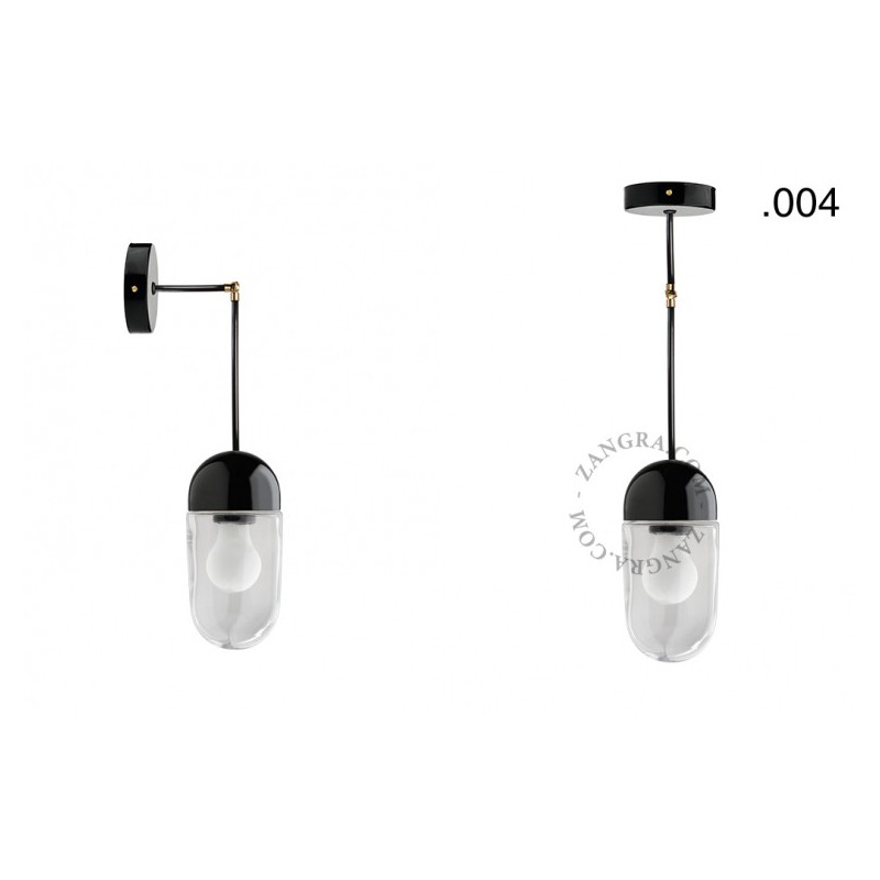 Hanging / wall lamp black porcelain light.036.025.b.glass004 E27 Zangra
