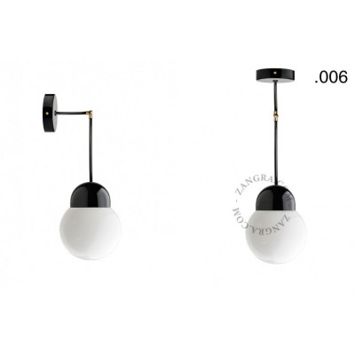 Hanging / wall lamp black porcelain light.036.025.b.glass005 E27 Zangra