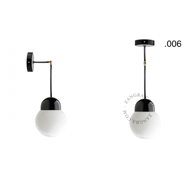 Hanging / wall lamp black porcelain light.036.025.b.glass005 E27 Zangra