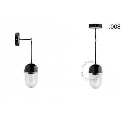 Hanging / wall lamp black porcelain light.036.025.b.glass008 E27 Zangra