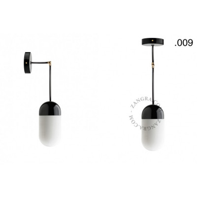 Hanging / wall lamp black porcelain light.036.025.b.glass009 E27 Zangra