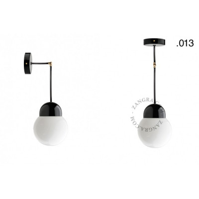 Hanging / wall lamp black porcelain light.036.025.b.glass013 E27 Zangra