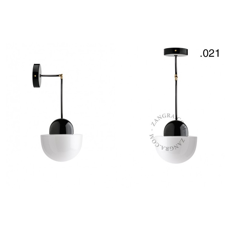 Hanging / wall lamp black porcelain light.036.025.b.glass021 E27 Zangra