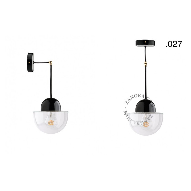 Hanging / wall lamp black porcelain light.036.025.b.glass024 E27 Zangra