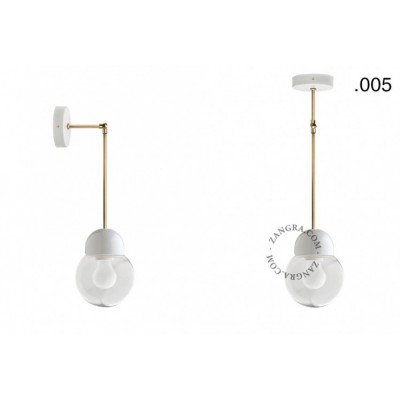 Hanging / wall lamp white porcelain light.036.025.w.go.glass005 E27 Zangra