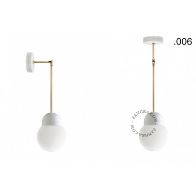 Hanging / wall lamp white porcelain light.036.025.w.go.glass006 E27 Zangra