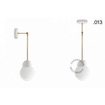 Hanging / wall lamp white porcelain light.036.025.w.go.glass013 E27 Zangra