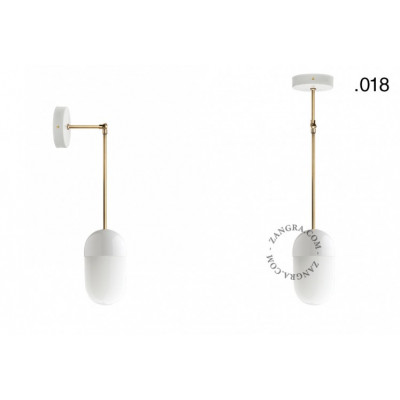 Hanging / wall lamp white porcelain light.036.025.w.go.glass018 E27 Zangra