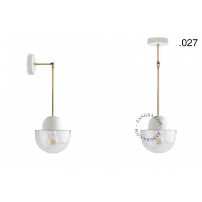 Hanging / wall lamp white porcelain light.036.025.w.go.glass027 E27 Zangra