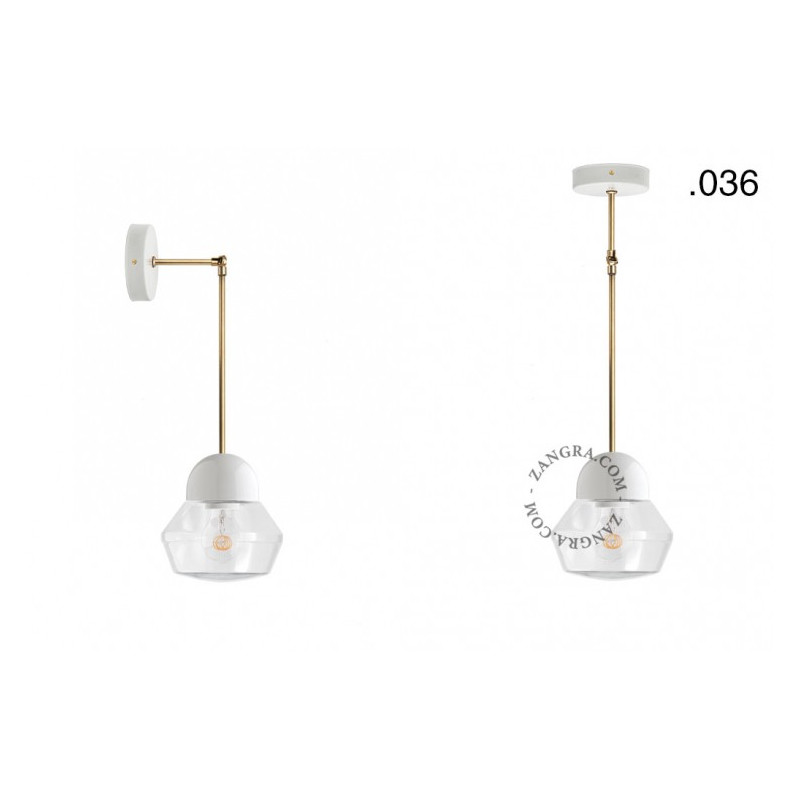 Hanging / wall lamp white porcelain light.036.025.w.go.glass036 E27 Zangra