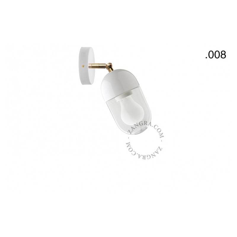 Lampa ścienna, kinkiet biały, porcelana, szkło light.036.029.w.glass008 E27 Zangra