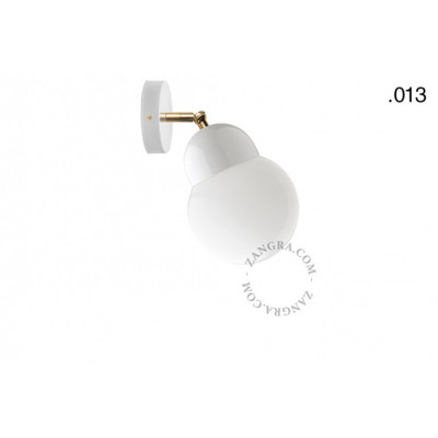 Wall lamp, sconce white, porcelain, glass light.036.029.w.glass013 E27 Zangra