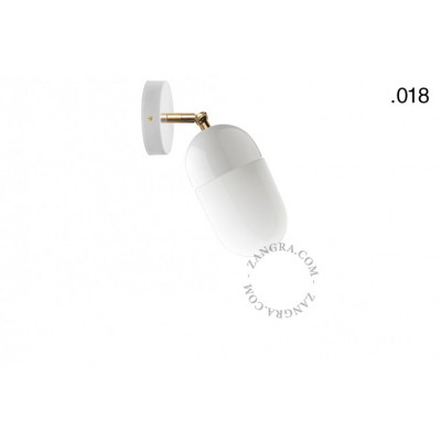 Wall lamp, sconce white, porcelain, glass light.036.029.w.glass018 E27 Zangra
