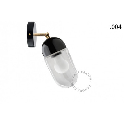 Lampa ścienna, kinkiet czarny, porcelana, szkło light.036.029.b.glass004 E27 Zangra