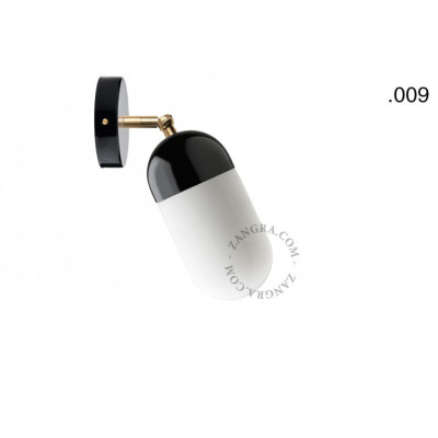 Wall lamp, sconce black, porcelain, glass light.036.029.b.glass009 E27 Zangra