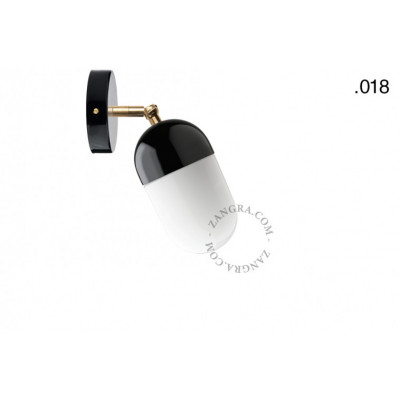 Wall lamp, sconce black, porcelain, glass light.036.029.b.glass018 E27 Zangra