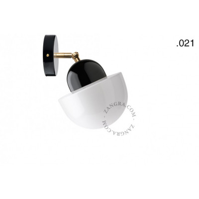 Wall lamp, sconce black, porcelain, glass light.036.029.b.glass021 E27 Zangra