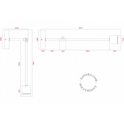 Hanging / wall lamp black porcelain light.036.025.b.glass027 E27 Zangra