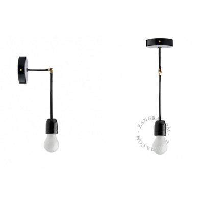 Hanging / wall lamp black porcelain light.036.025.b.glass027 E27 Zangra