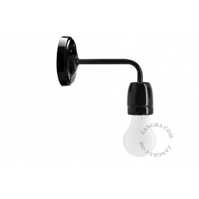 Wall lamp, sconce black, porcelain light.039.020.b E27 Zangra