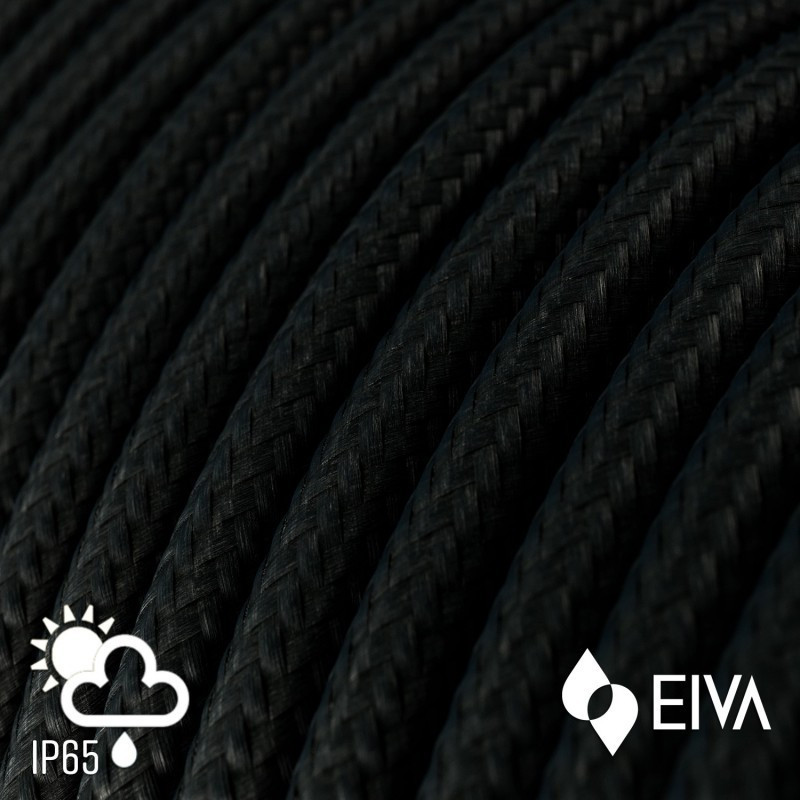 EIVA Czarna zewnętrzna lampa wisząca na abażur z silikonową rozetą sufitową i oprawką wodoodporną IP65 Creative-Cables