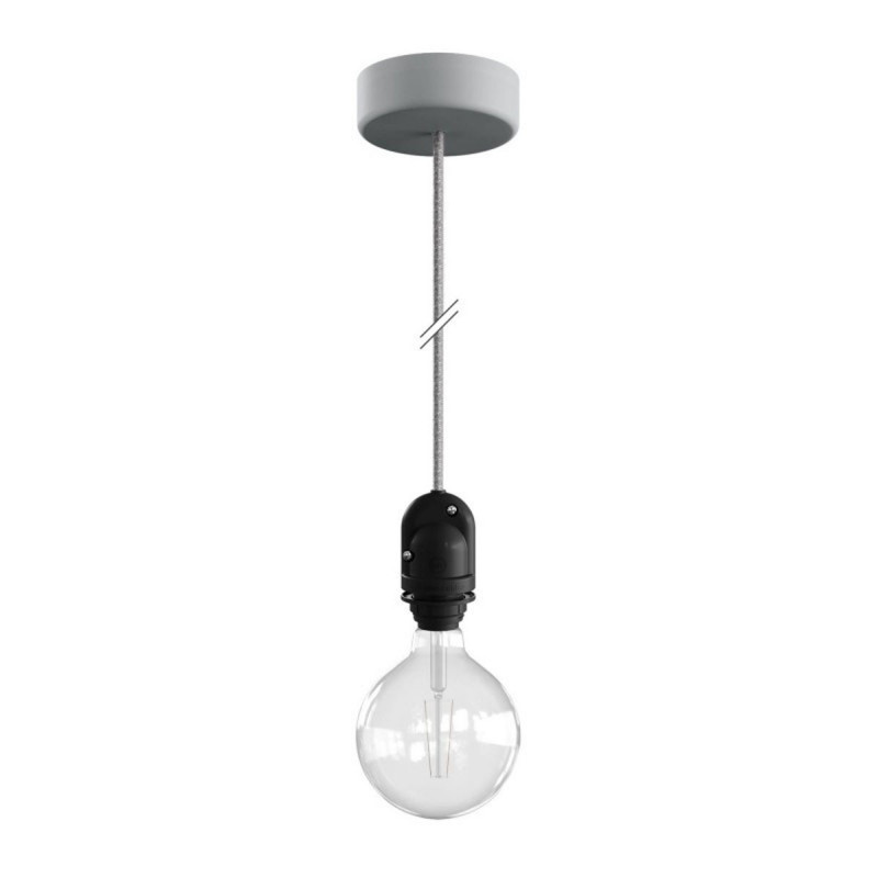 EIVA Grey outdoor pendant lamp for lampshade with silicone ceiling rosette and IP65 waterproof holder Creative-Cables