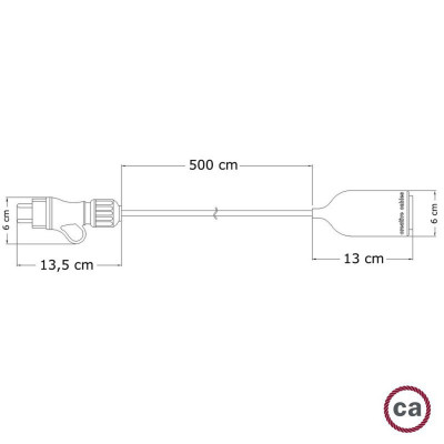 Eiva Snake Pastel różowa przenośna lampa zewnętrzna przewód 5m wodoodporna oprawka i wtyczka IP65 Creative-Cables