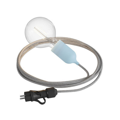 Eiva Snake Pastel, light blue portable outdoor lamp, 5 m textile cable, IP65 waterproof lamp holder and plug Creative-Cables