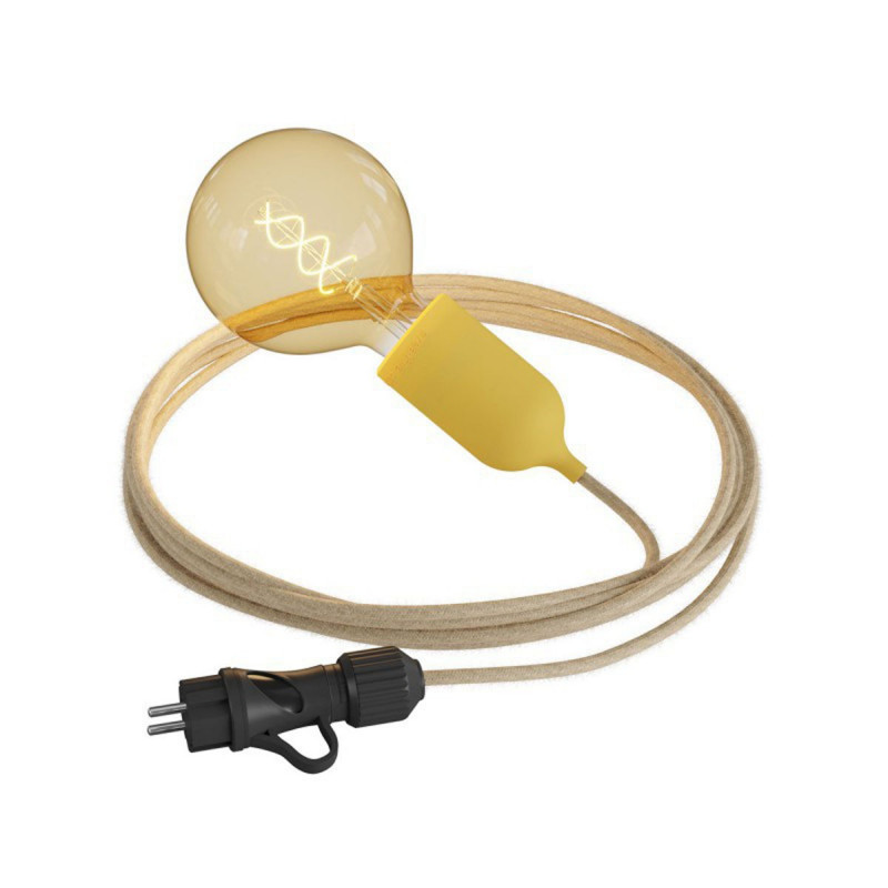Eiva Snake Pastel żółta przenośna lampa zewnętrzna przewód 5m wodoodporna oprawka i wtyczka IP65 Creative-Cables