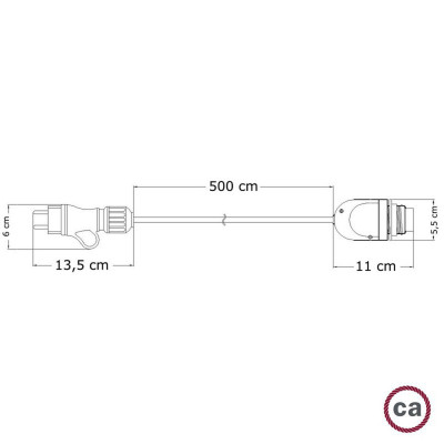 Eiva Snake czarna przenośna lampa zewnętrzna przewód 5m wodoodporna oprawka i wtyczka IP65 Creative-Cables