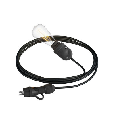 Eiva Snake czarna przenośna lampa zewnętrzna przewód 5m wodoodporna oprawka i wtyczka IP65 Creative-Cables