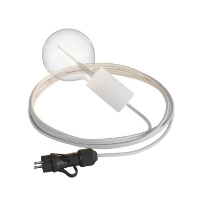 Eiva Snake Elegant, white portable outdoor lamp, 5 m textile cable, IP65 waterproof lamp holder and plug Creative-Cables
