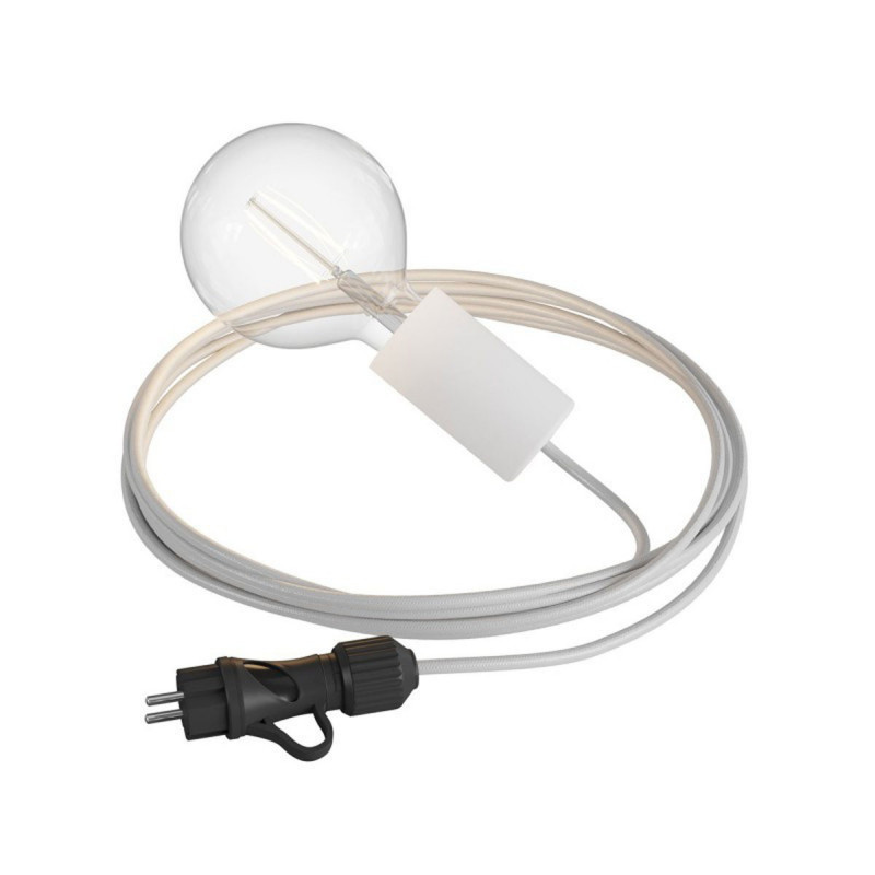 Eiva Snake Elegant biała przenośna lampa zewnętrzna przewód 5m wodoodporna oprawka i wtyczka IP65 Creative-Cables