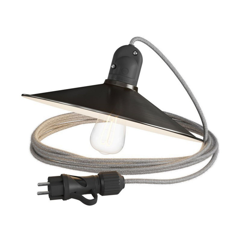 Eiva Snake z kloszem Swing tytan przenośna lampa zewnętrzna 5m wodoodporna oprawka i wtyczka IP65 Creative-Cables