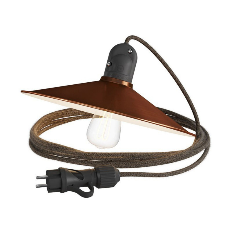 Eiva Snake z kloszem Swing miedź przenośna lampa zewnętrzna 5m wodoodporna oprawka i wtyczka IP65 Creative-Cables