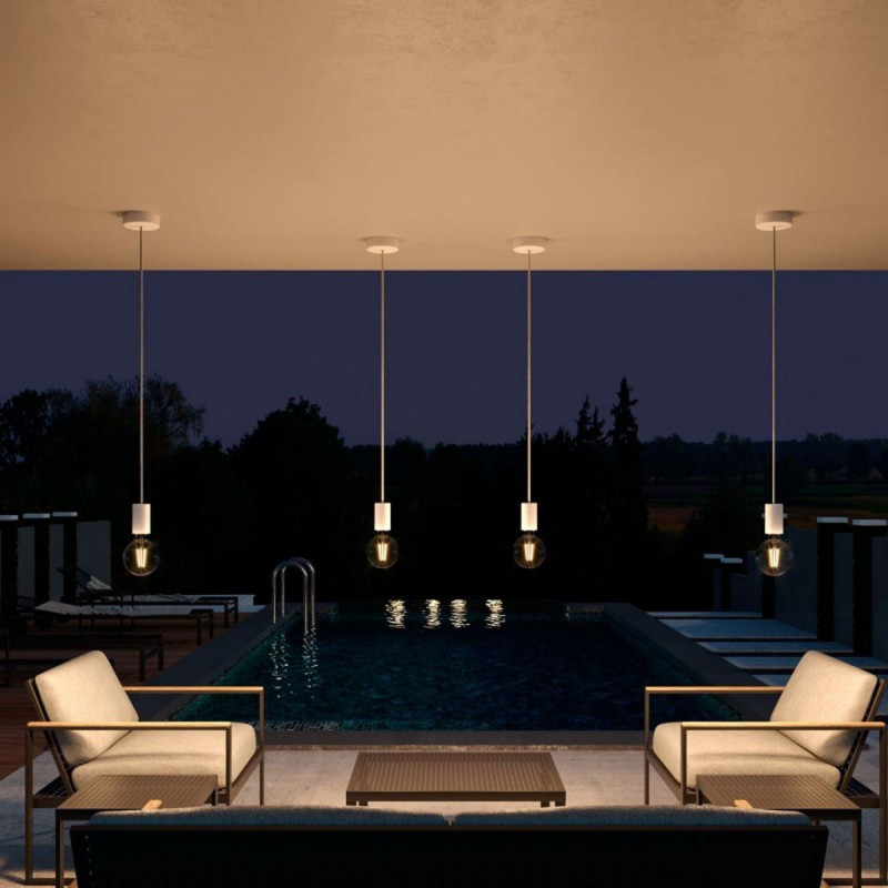EIVA ELEGANT White outdoor pendant lamp for lampshade with silicone ceiling rosette and IP65 waterproof holder Creative-Cables