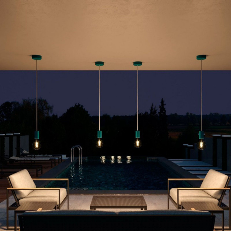 EIVA ELEGANT Petrol outdoor pendant lamp with silicone ceiling rosette and IP65 waterproof holder Creative-Cables