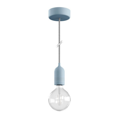 EIVA PASTEL Light blue outdoor pendant lamp with silicone ceiling rosette and IP65 waterproof holder Creative-Cables