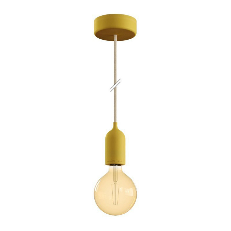 EIVA PASTEL Yellow outdoor pendant lamp with silicone ceiling rosette and IP65 waterproof holder Creative-Cables