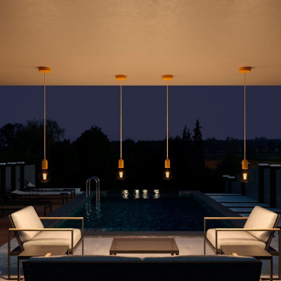 EIVA PASTEL Yellow outdoor pendant lamp with silicone ceiling rosette and IP65 waterproof holder Creative-Cables