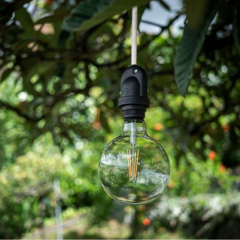 EIVA Outdoor Szara zewnętrzna lampa wisząca na abażur z silikonową rozetą sufitową i oprawką wodoodporną IP65 Creative-Cables
