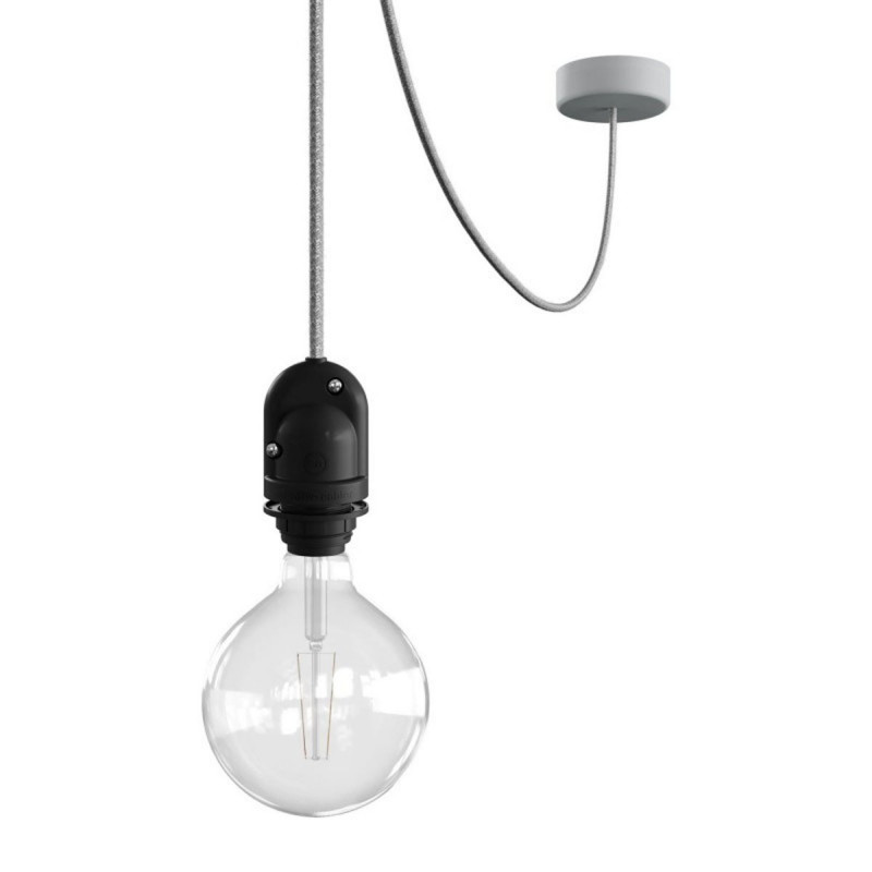 EIVA Outdoor Szara zewnętrzna lampa wisząca na abażur z silikonową rozetą sufitową i oprawką wodoodporną IP65 Creative-Cables