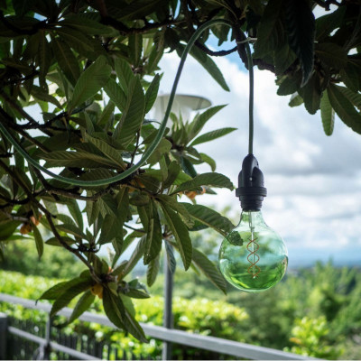 EIVA Outdoor Zielona zewnętrzna lampa wisząca na abażur z silikonową rozetą sufitową i oprawką wodoodporną IP65 Creative-Cables
