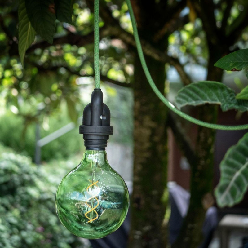 EIVA Outdoor Zielona zewnętrzna lampa wisząca na abażur z silikonową rozetą sufitową i oprawką wodoodporną IP65 Creative-Cables